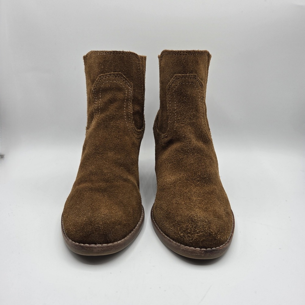 Dolce Vita Brown Suede Western Ankle Boots Block Heel Size 7.5 - Picture 7 of 8